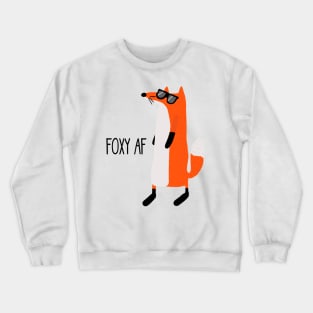 Foxy AF, Cute Funny Sassy Fox In Sunglasses Crewneck Sweatshirt